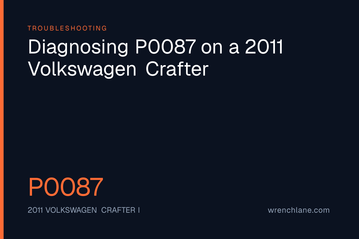 Diagnosing P0087 on a 2011 Volkswagen Crafter