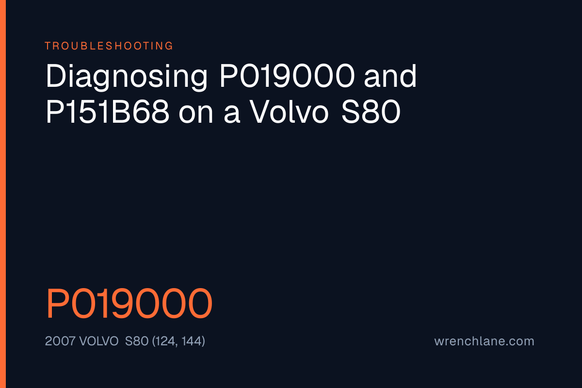 Diagnosing P019000 and P151B68 on a Volvo S80