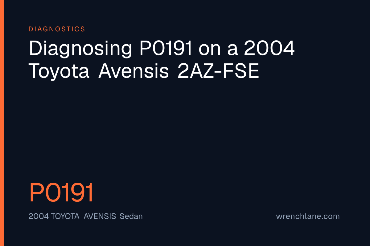 Diagnosing P0191 on a 2004 Toyota Avensis 2AZ-FSE