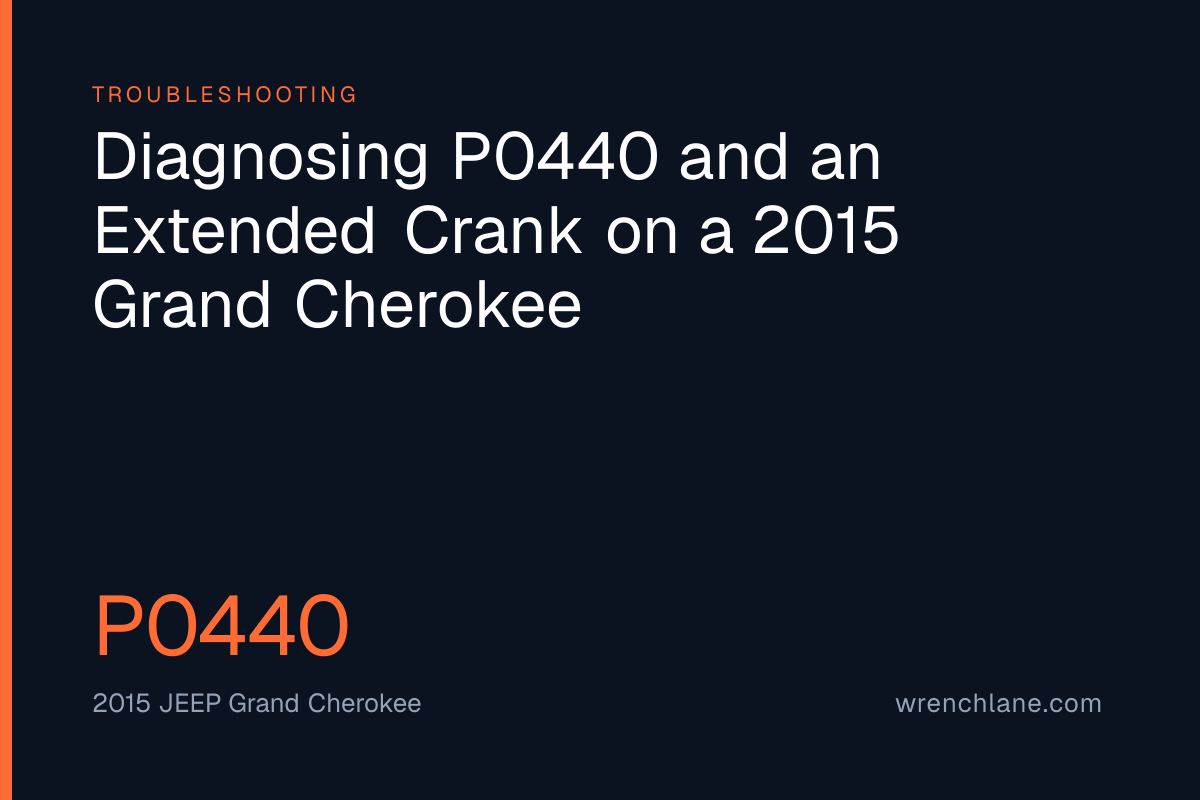 Diagnosing P0440 and an Extended Crank on a 2015 Grand Cherokee