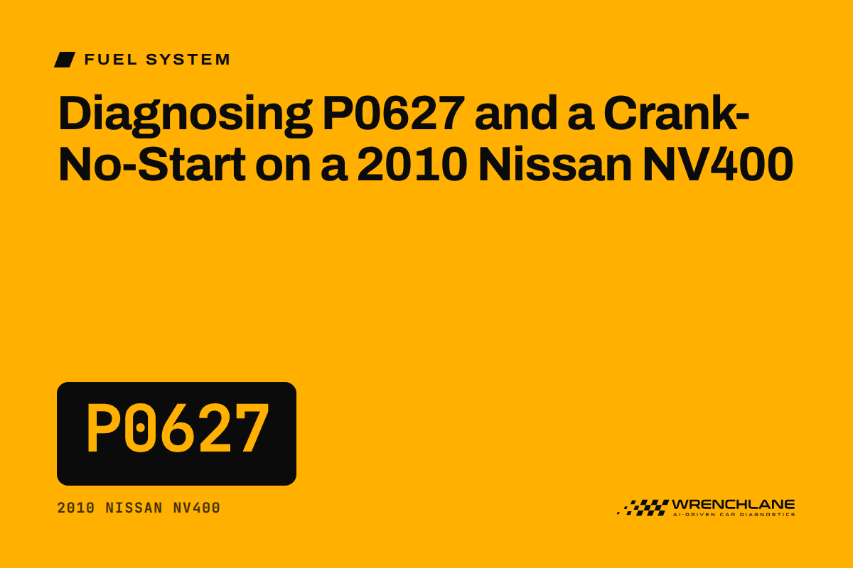 Diagnosing P0627 and a Crank-No-Start on a 2010 Nissan NV400