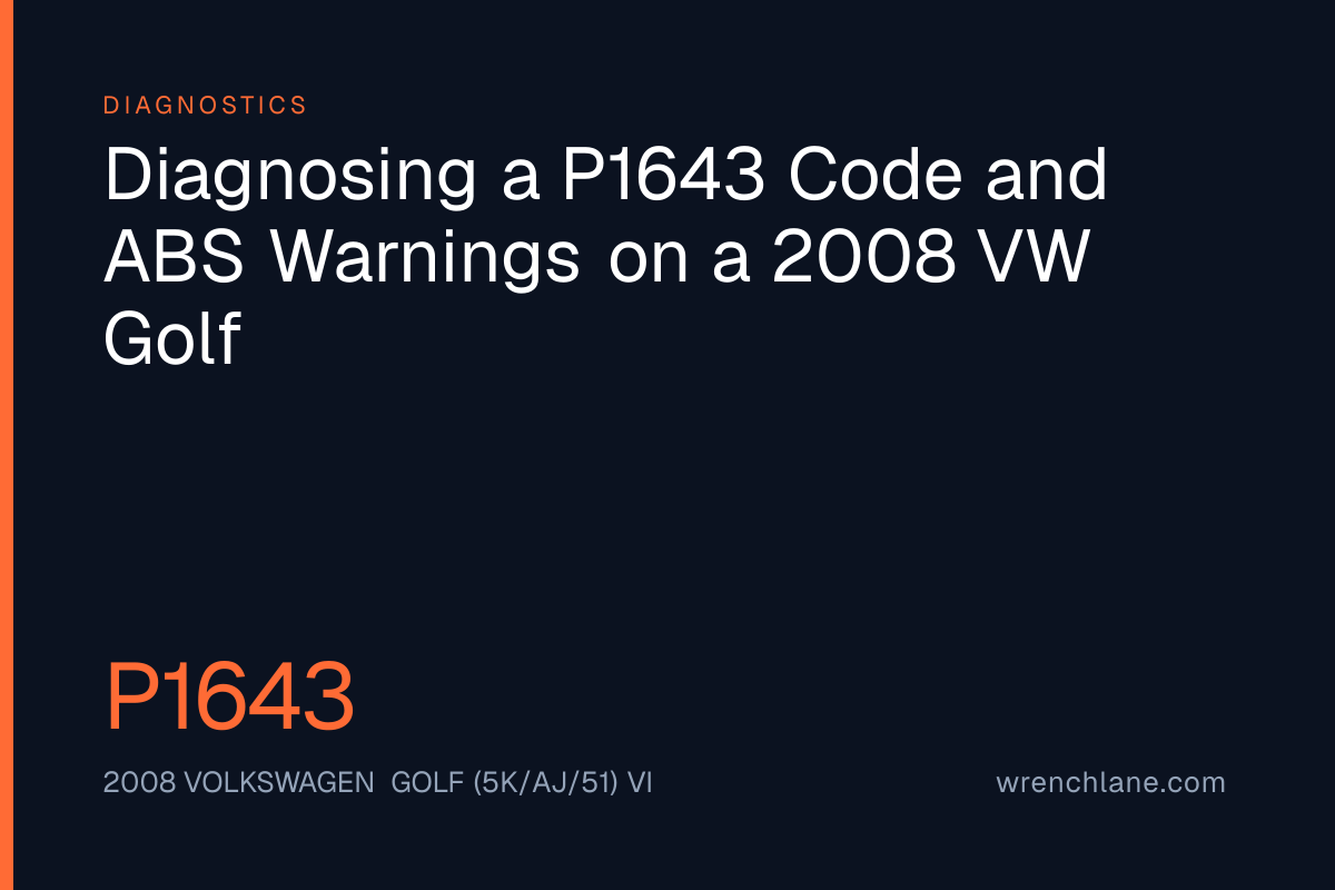 Diagnosing a P1643 Code and ABS Warnings on a 2008 VW Golf