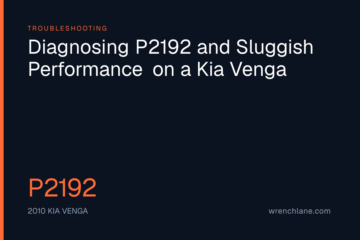 Diagnosing P2192 and Sluggish Performance on a Kia Venga