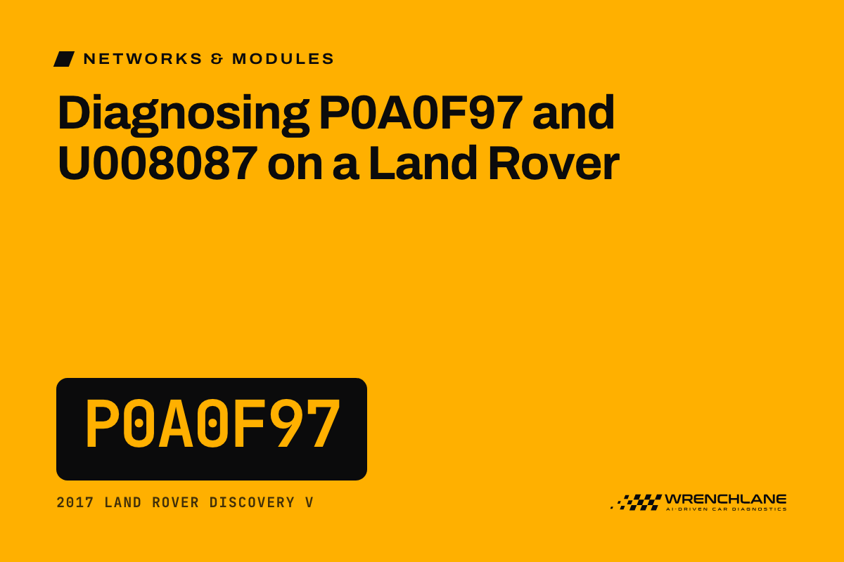 Diagnosing P0A0F97 and U008087 on a Land Rover