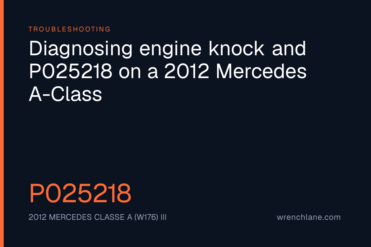 Diagnosing engine knock and P025218 on a 2012 Mercedes A-Class