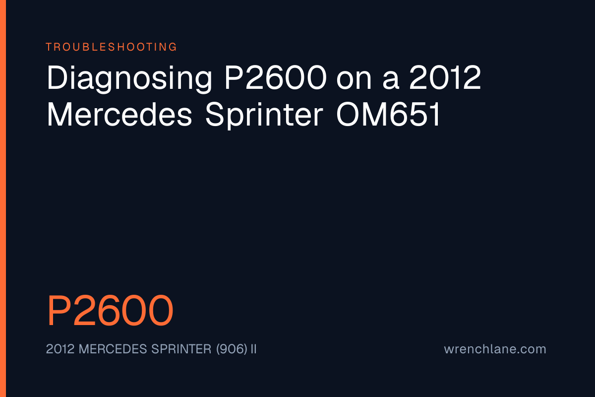 Diagnosing P2600 on a 2012 Mercedes Sprinter OM651