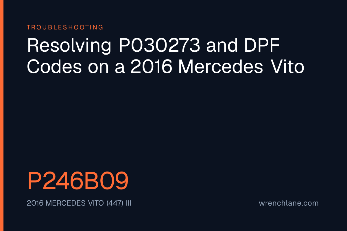 Resolving P030273 and DPF Codes on a 2016 Mercedes Vito