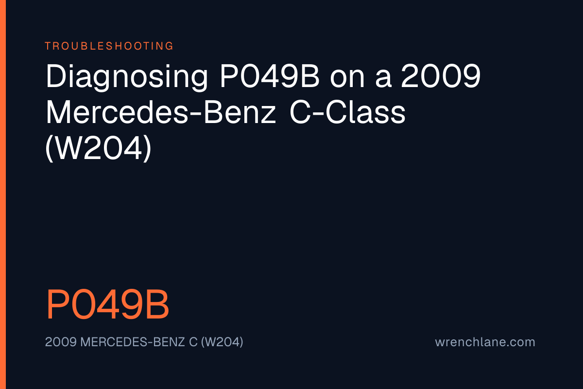 Diagnosing P049B on a 2009 Mercedes-Benz C-Class (W204)