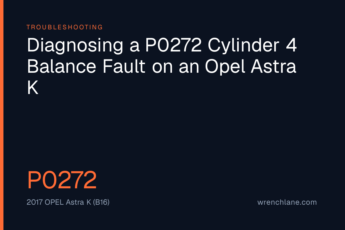 Diagnosing a P0272 Cylinder 4 Balance Fault on an Opel Astra K