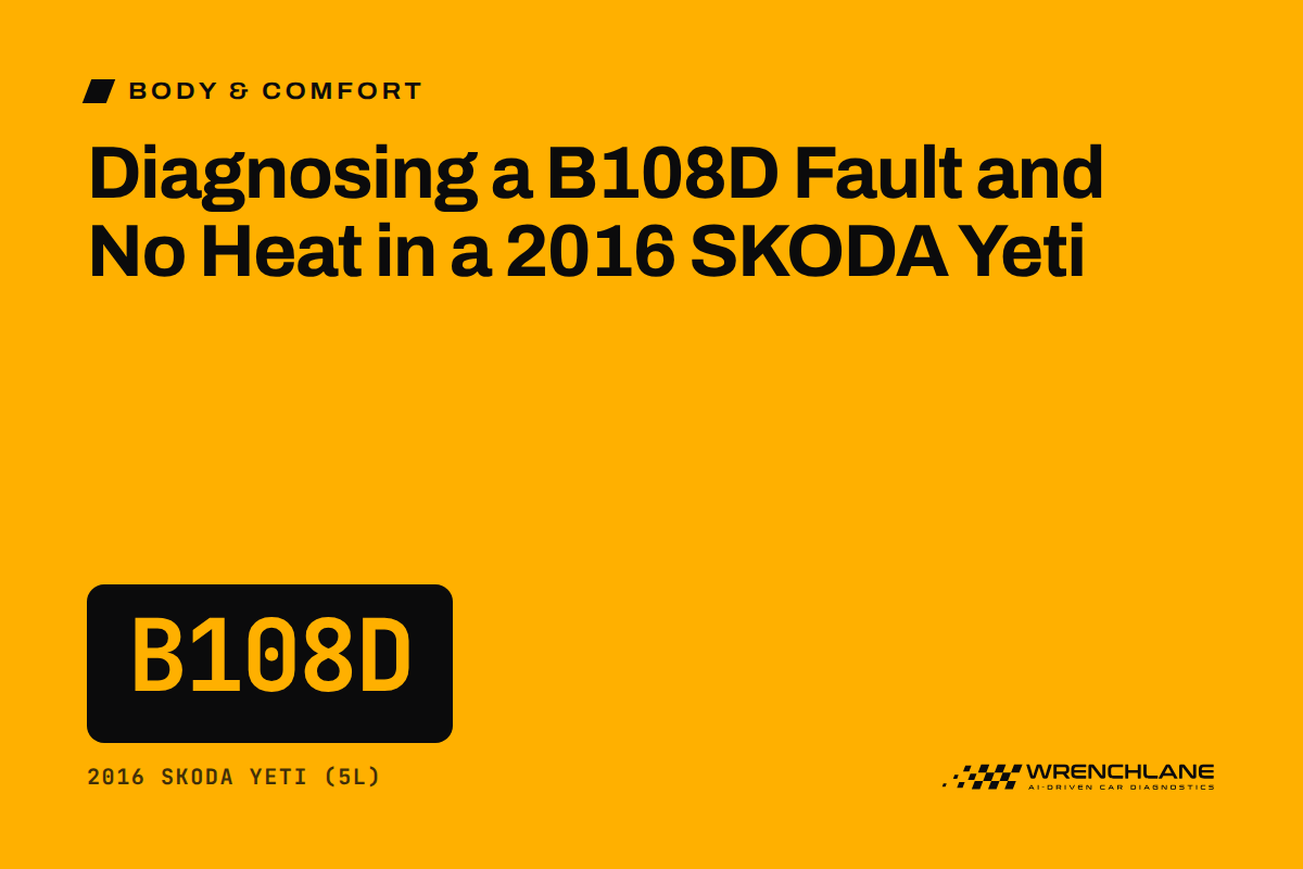 Diagnosing a B108D Fault and No Heat in a 2016 SKODA Yeti