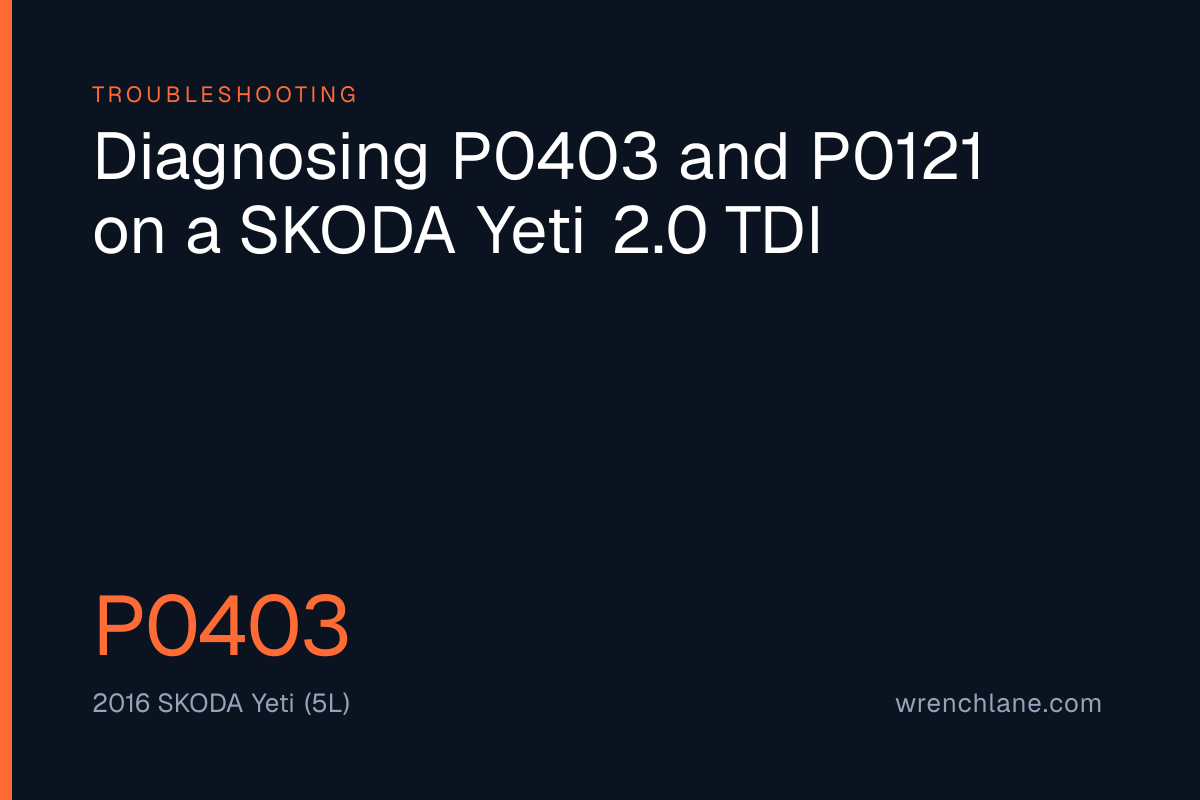 Diagnosing P0403 and P0121 on a SKODA Yeti 2.0 TDI