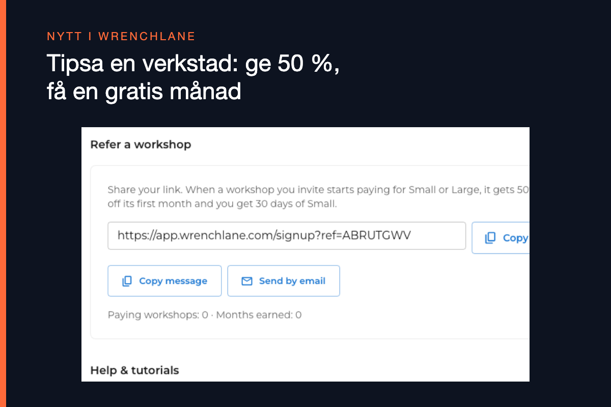 Få WrenchLane GRATIS: tipsa bara en annan verkstad