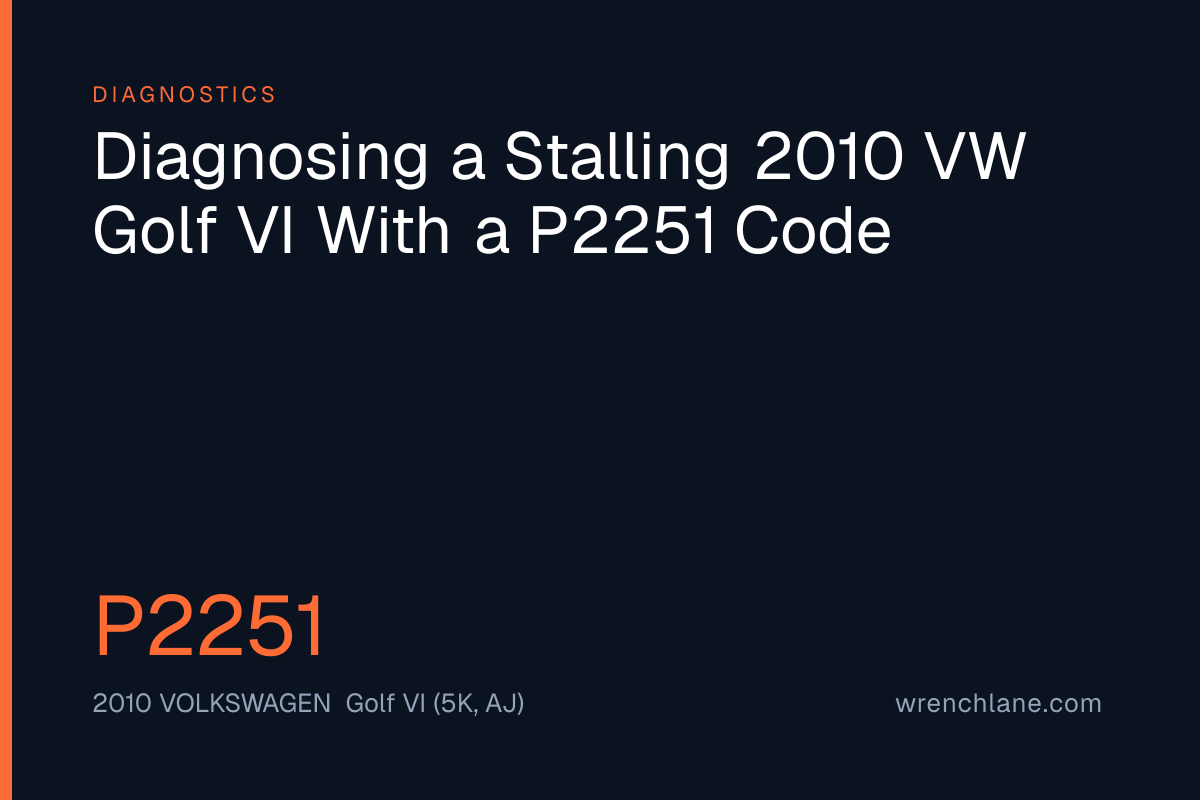 Diagnosing a Stalling 2010 VW Golf VI With a P2251 Code