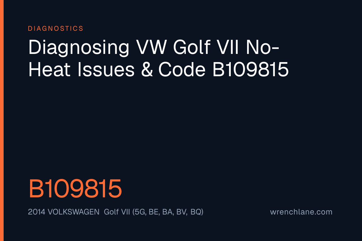 Diagnosing VW Golf VII No-Heat Issues & Code B109815