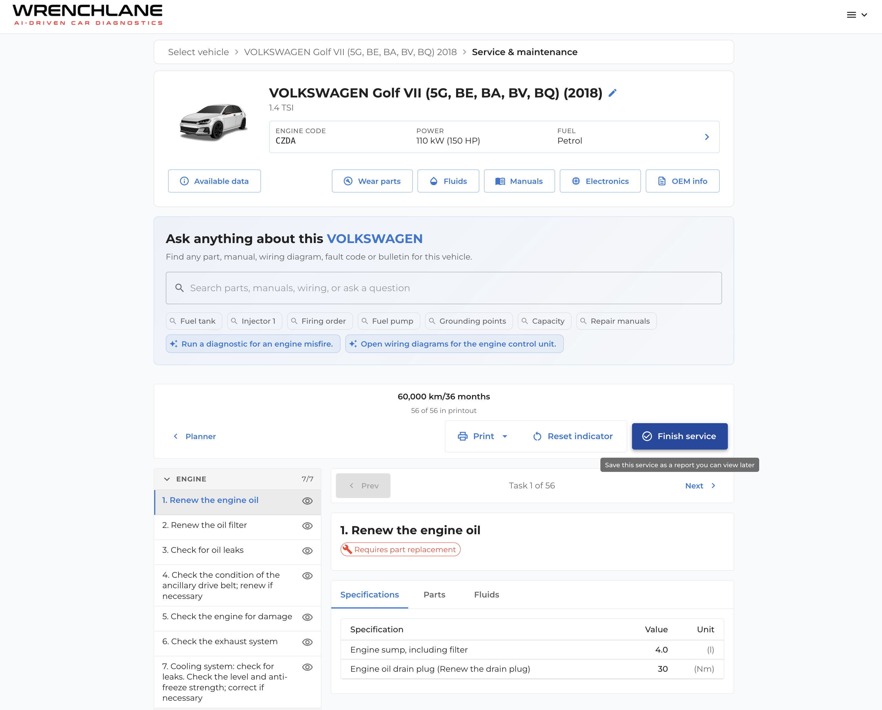 Finish a service and save it as a report you can view later