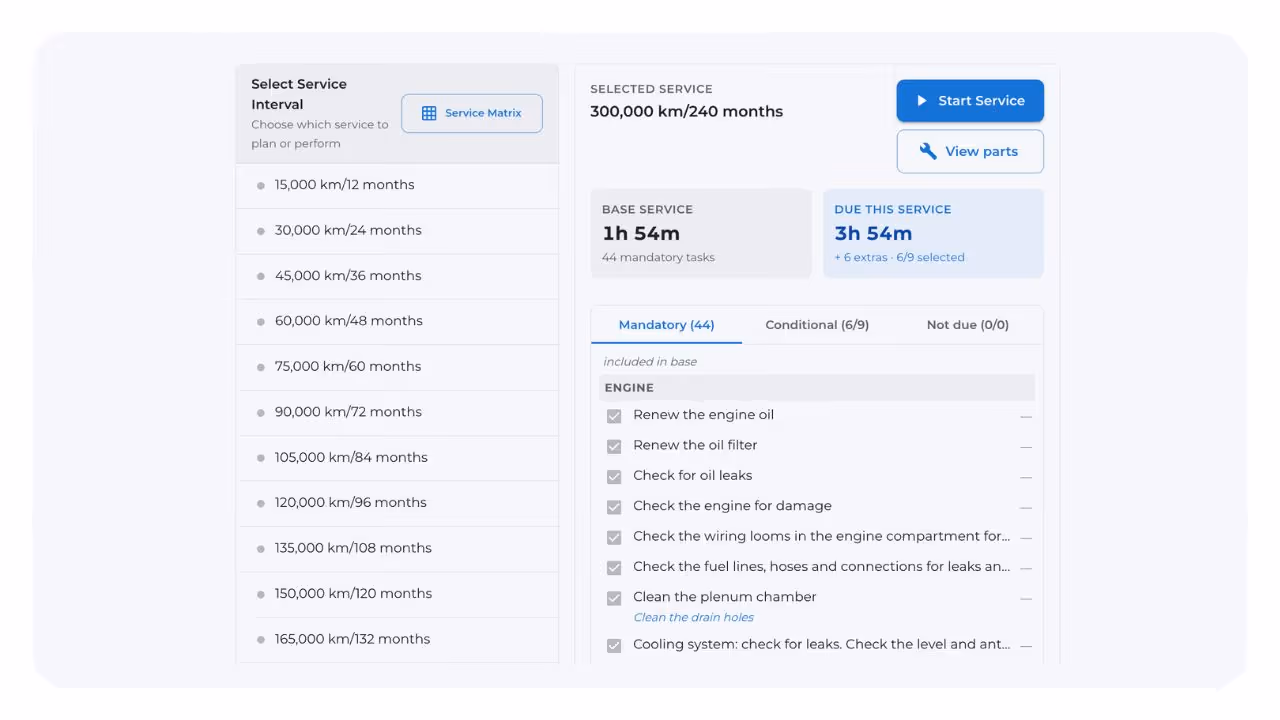 OEM service selector