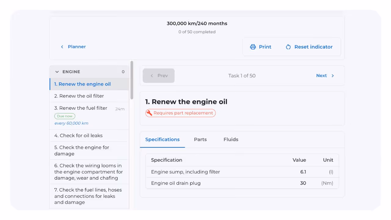 Step by step service guide
